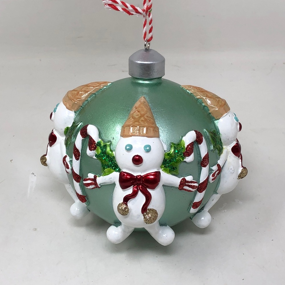 Mr Bingle 2022 Christmas Ball Ornament Green Snowman Candy Cane
